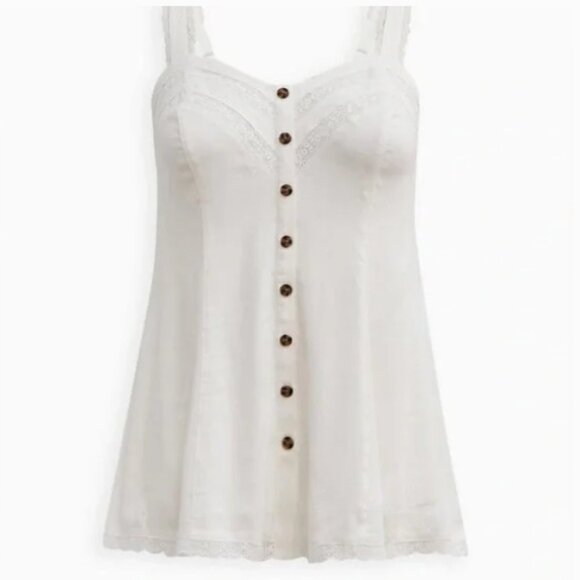 810-9 Torrid White Fit & Flare Lace Trim sleeveless Tank Top – Size 1 (14/16) - Picture 10 of 14